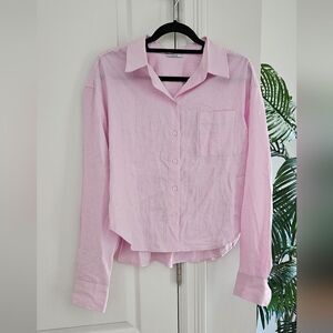 Reserved Linen Light Pink Button-Down Shirt